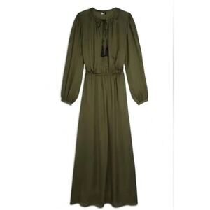 The Kooples Olive Green Long Sleeve Maxi Dress In Kaki Size XXS